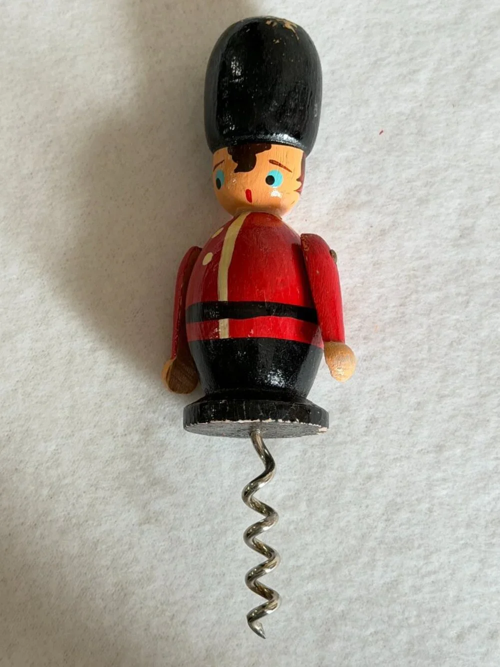 Vintage Wooden Figural Bar Tool Set Bench Corkscrew Bottle Opener folk Art